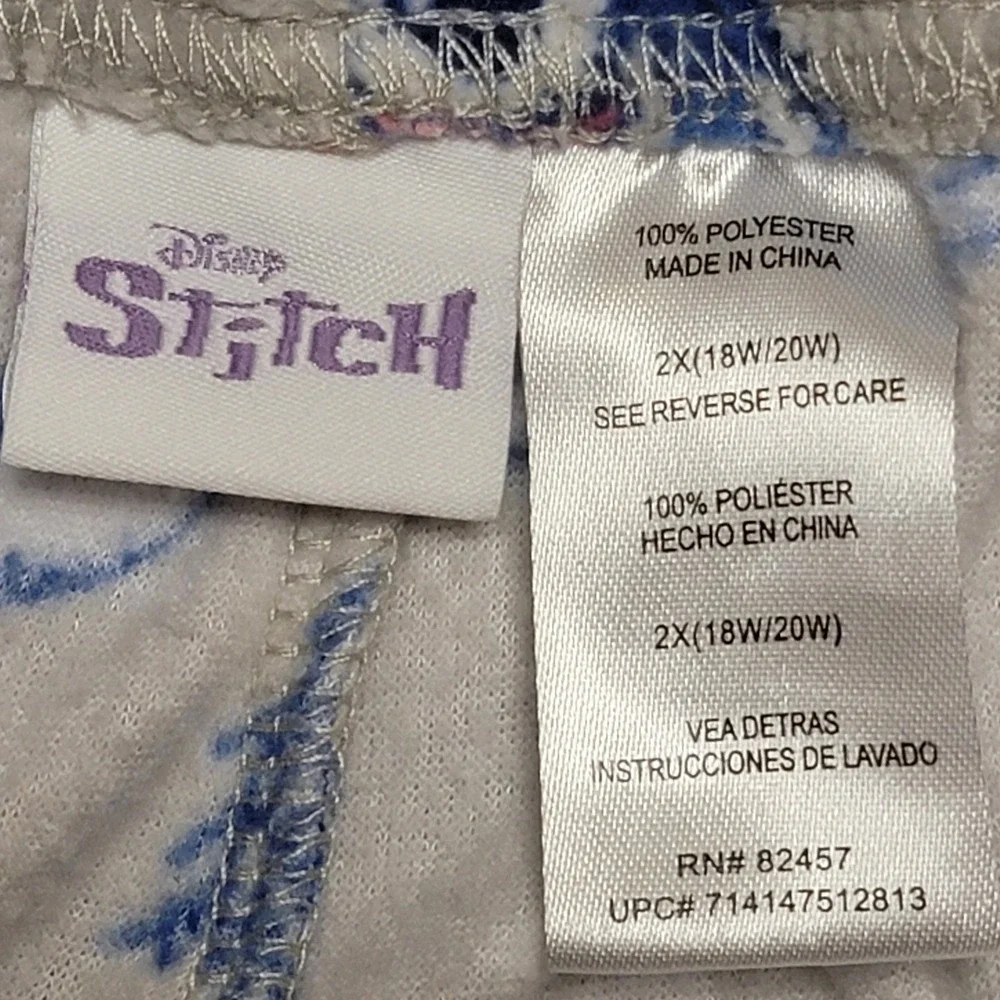 Disney Stitch Pajama Pants Womens Sz 2X 18W/20W Gray Fleece Winter Christmas - Picture 5 of 5